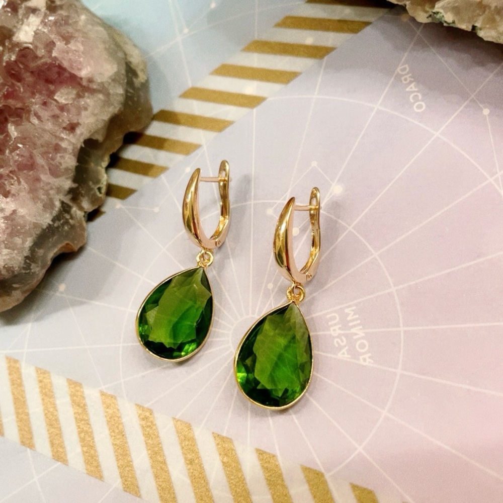 Chrome Diopside Crystal Earrings – 18K New Swarovski